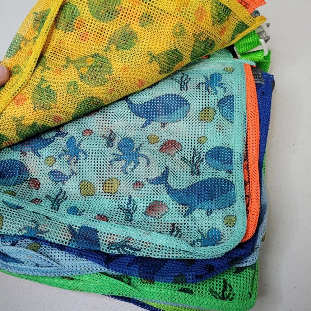 Kids Mesh Beach Bags Toys Shells Organizer‎ Zipper Assorted Colors Set of 18